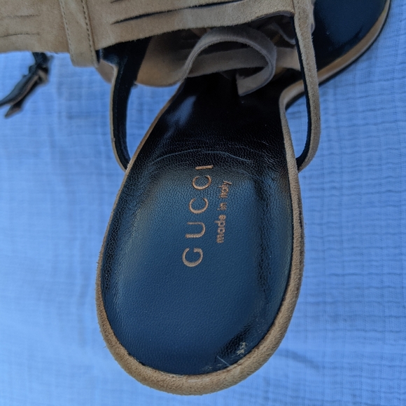 *** Gucci Suede Gladiator Fringe Becky Sandals Heels - Picture 6 of 16